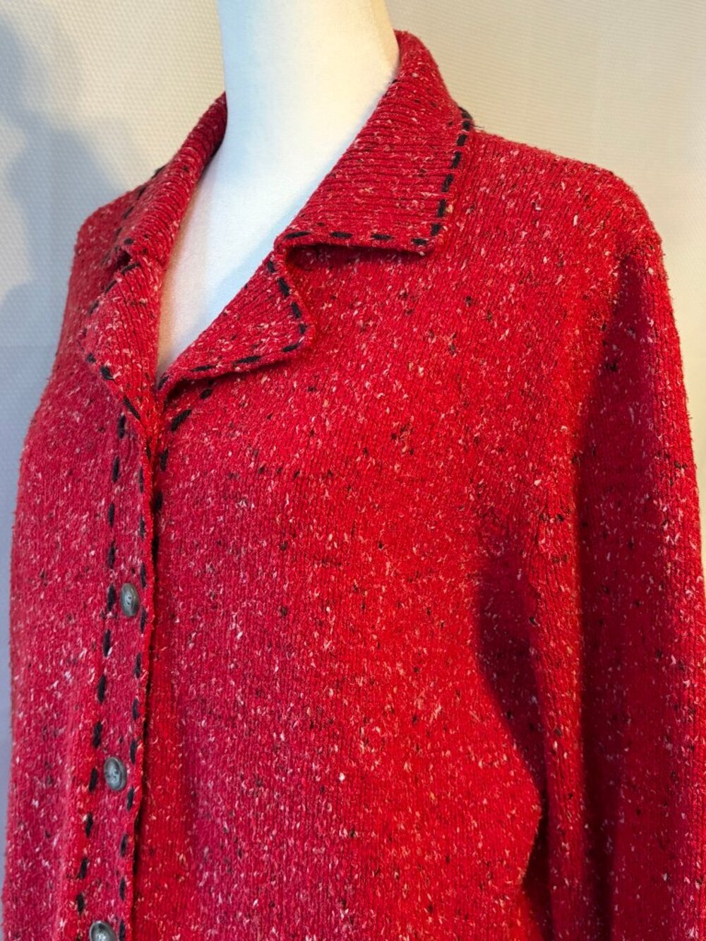 Vintage Crazy Horse Red & White Cardigan